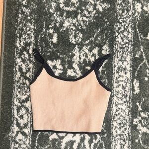 Stylish Tan Ribbed Women's Top